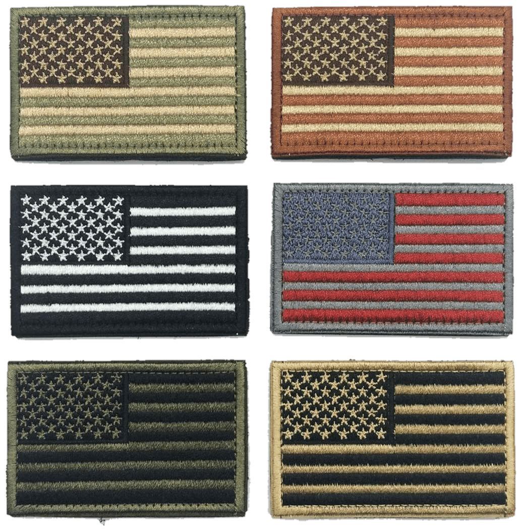 8 Pack] 2x3 American Flag & Patriotic Velcro Embroidered Patches