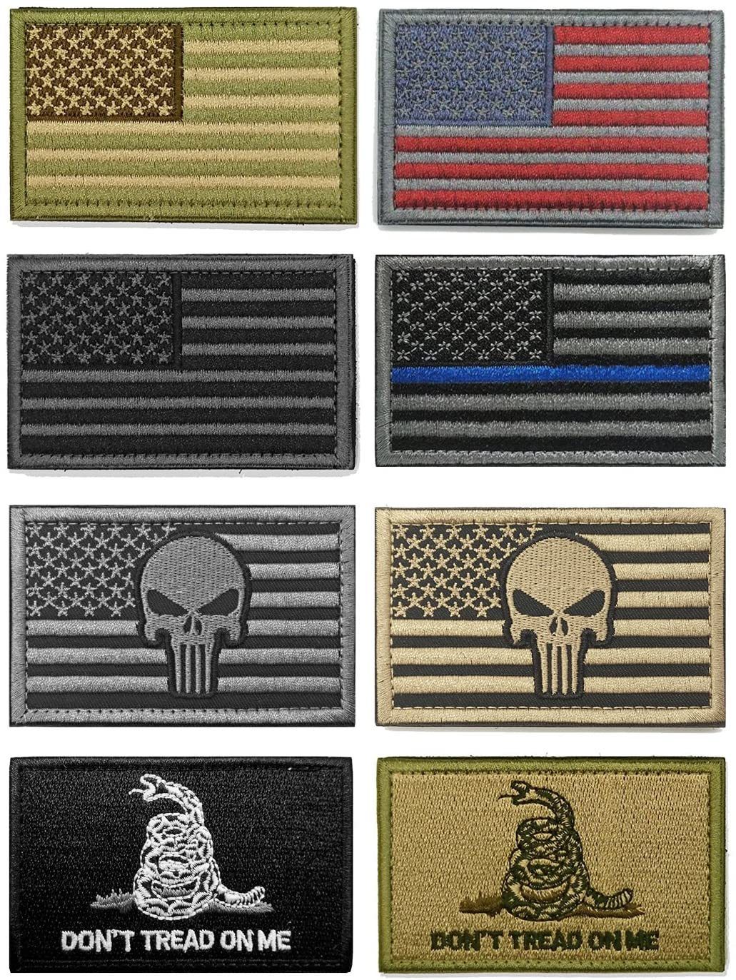8 Pack] 2x3" American Flag & Patriotic Velcro Embroidered Patches : Freedom Band : Armband Guard Cover Protective Accessories – Freedom Bands For Diabetics