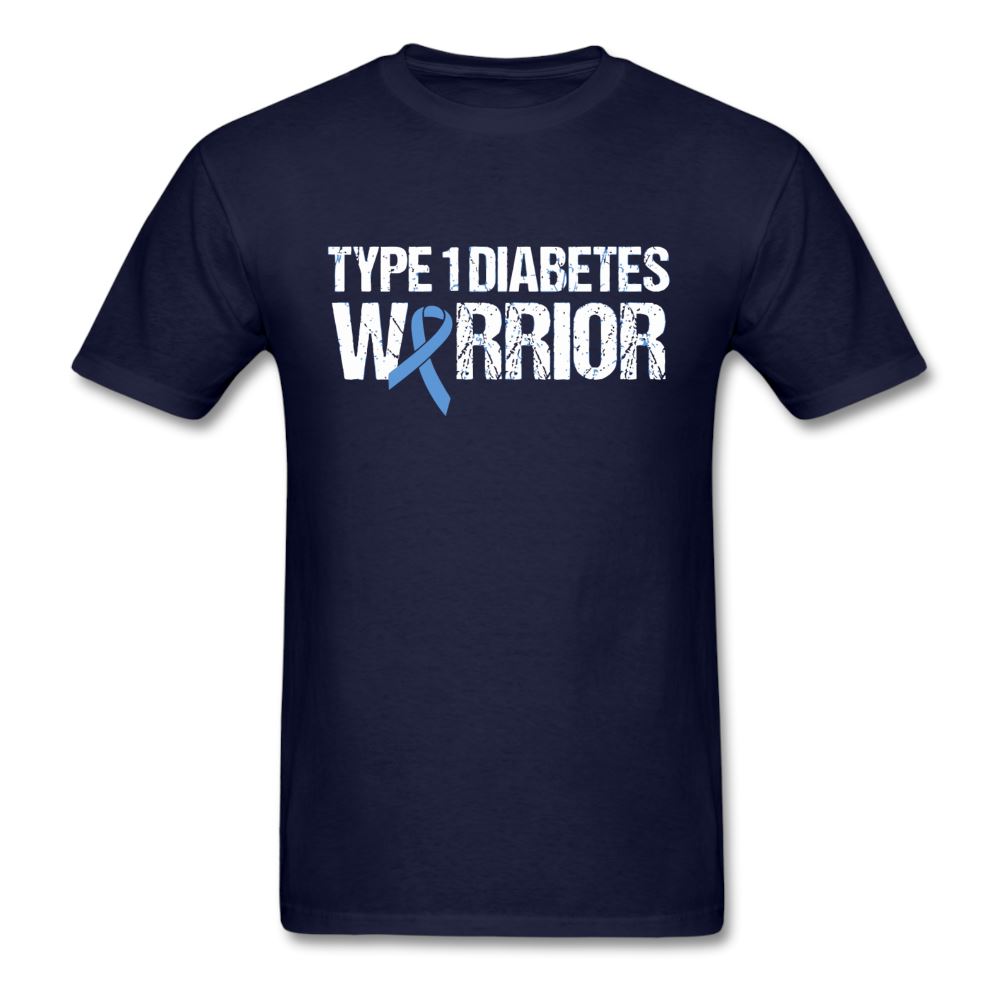 Type 1 Diabetes Warrior Blue Ribbon Pride T-Shirt - navy