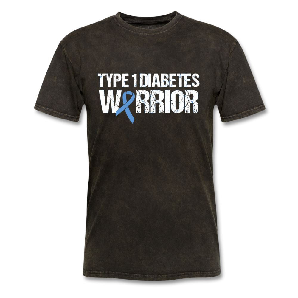 Type 1 Diabetes Warrior Blue Ribbon Pride T-Shirt - mineral black