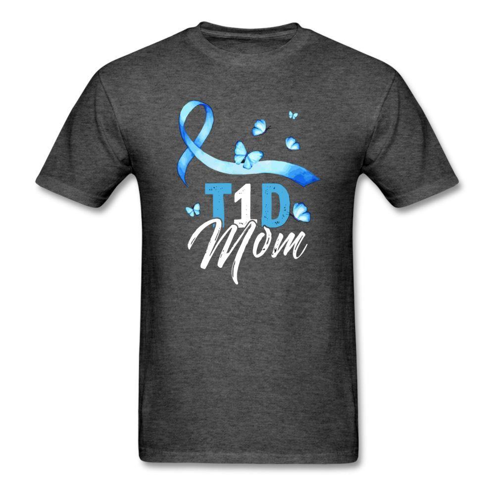 T1D Mom Blue Diabetes Ribbon Awareness Unisex Classic T-Shirt - heather black