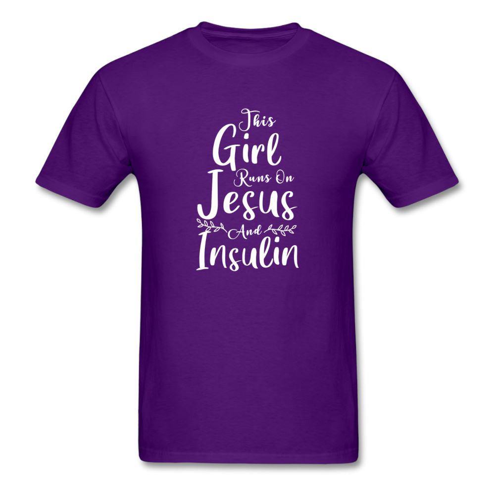 This Girl Runs On Jesus And Insulin Diabetes Awareness Unisex Classic T-Shirt - purple