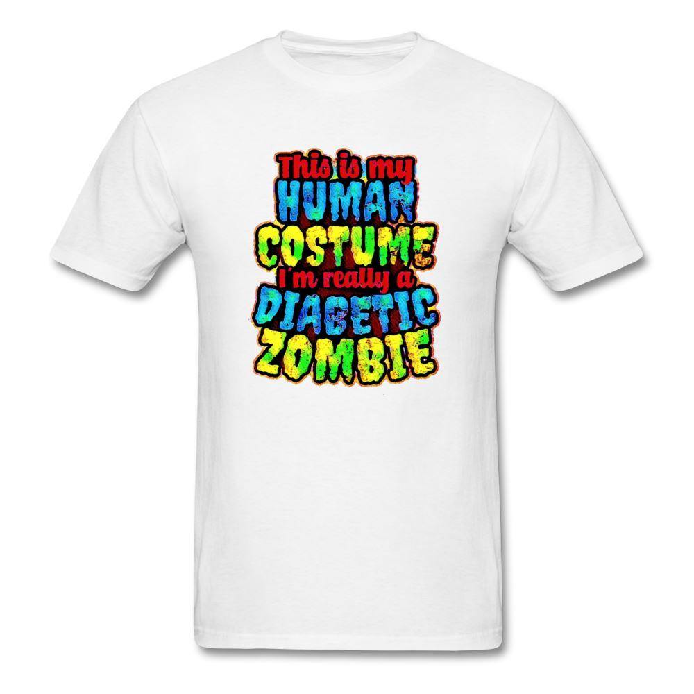 Human Costume Diabetic Zombie T-Shirt Halloween Humor : Unisex Tee Shirt - white