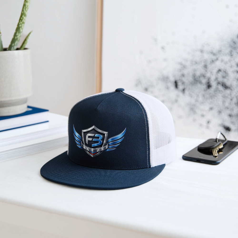Freedom Band Snap Back Trucker Hat - navy/white