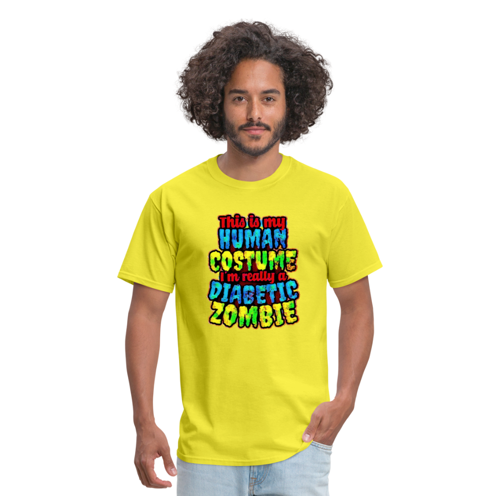 Human Costume Diabetic Zombie T-Shirt Halloween Humor : Unisex Tee Shirt - yellow