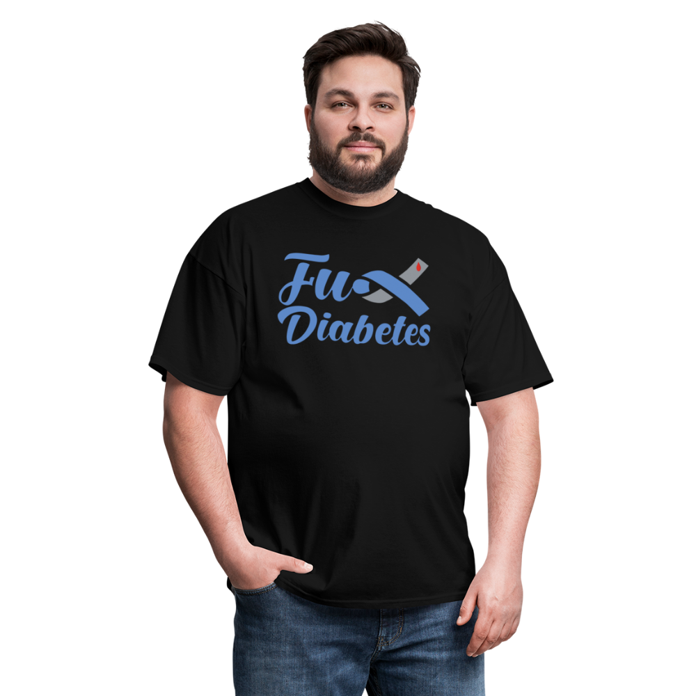 Fu*K Diabetes Blue Ribbon Diabetic Awareness Unisex T-Shirt - black