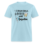 I Run On Coffee & Insulin Adult Unisex Softstyle T-Shirt - powder blue