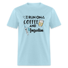 I Run On Coffee & Insulin Adult Unisex Softstyle T-Shirt - powder blue