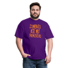 Zombies Ate My Pancreas Diabetic Humor Adult T-Shirt - purple