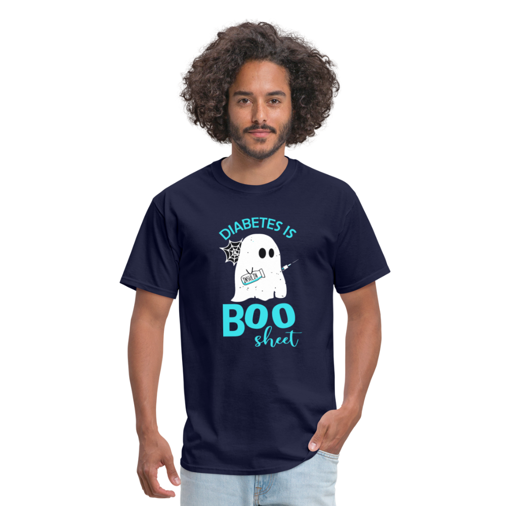 Diabetes Is Boo Sheet Funny Diabetic Halloween Humor Unisex T-Shirt - navy