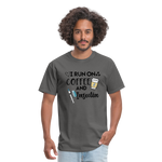I Run On Coffee & Insulin Adult Unisex Softstyle T-Shirt - charcoal