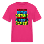 Diabetic zombie Halloween Type 1 diabetes kids T-shirt in fuchsia