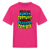 Human Costume & Diabetic Zombie Halloween Funny Kids Youth T-Shirt - fuchsia