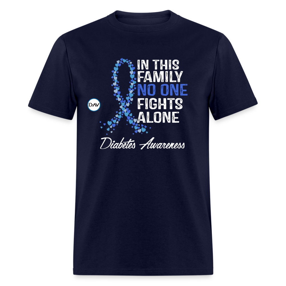 Family No One Fights Alone Diabetes Awareness Adult Unisex T-Shirt - navy
