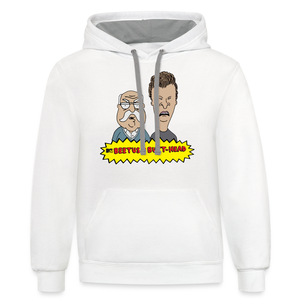 Beetus and Butthead "W. Brimley Mashup"  Premium Adult Hoodie - white/gray