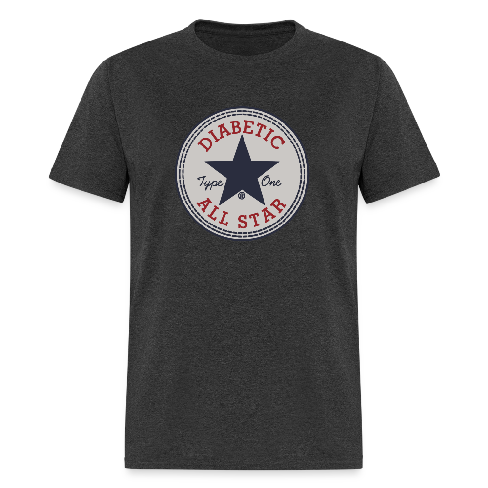 Type 1 All-Star Diabetic Morale Adult Unisex Ringspun Cotton T-Shirt - heather black