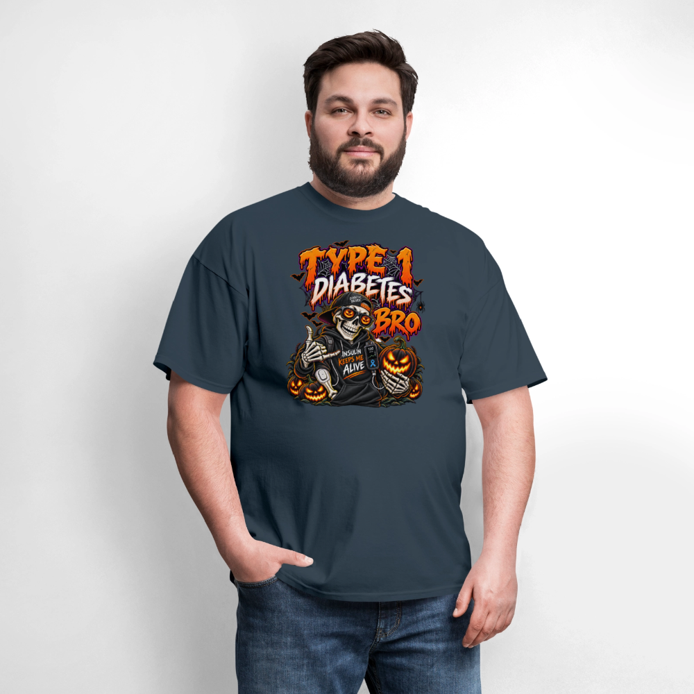 Type 1 Diabetes Bro Halloween Unisex Premium T-Shirt -  blue dusk