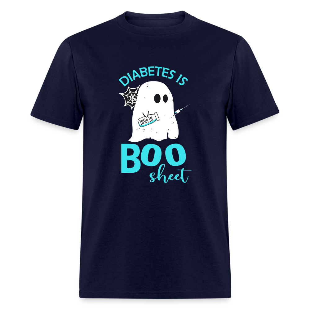 Diabetes Is Boo Sheet Funny Diabetic Halloween Humor Unisex T-Shirt - navy