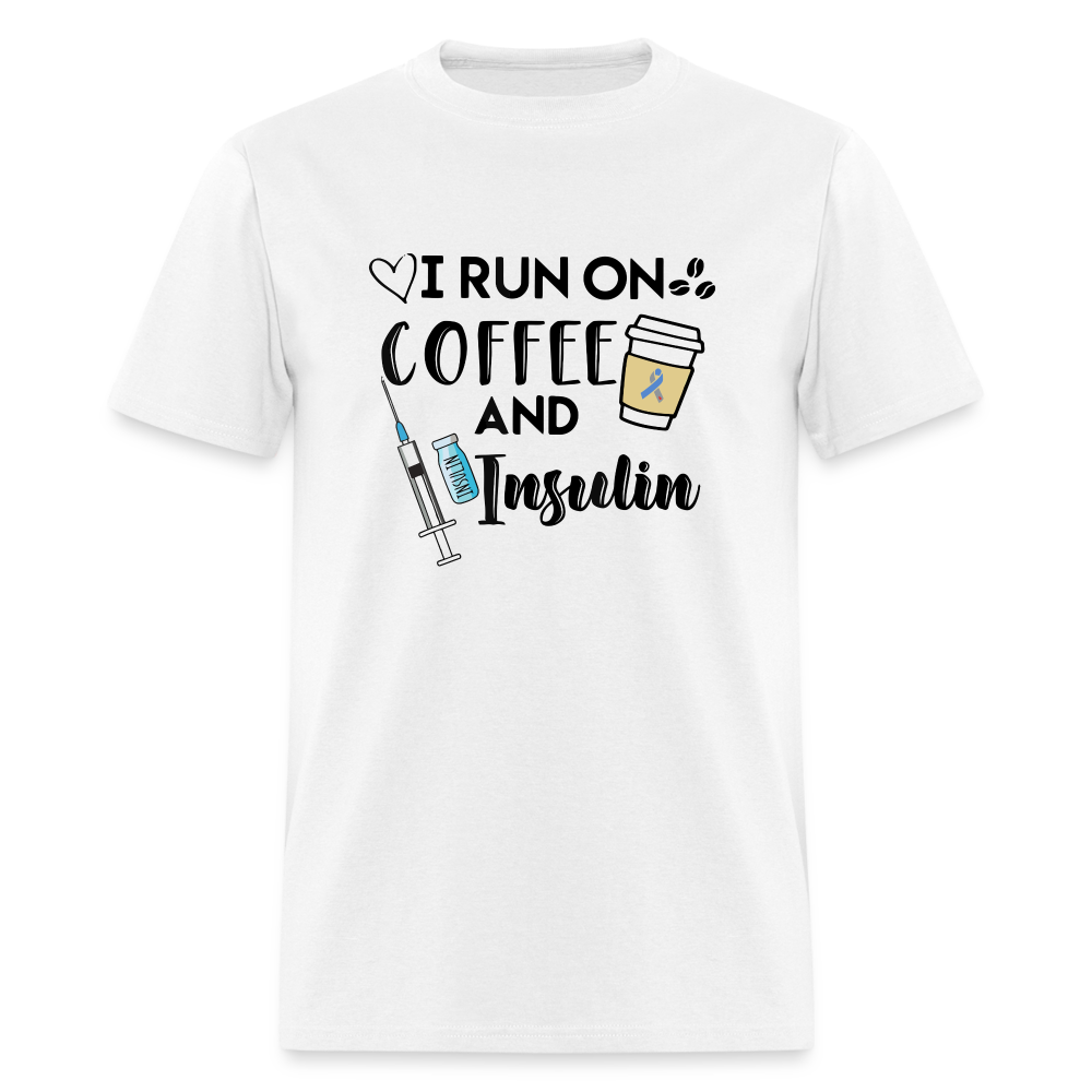 I Run On Coffee & Insulin Adult Unisex Softstyle T-Shirt - white