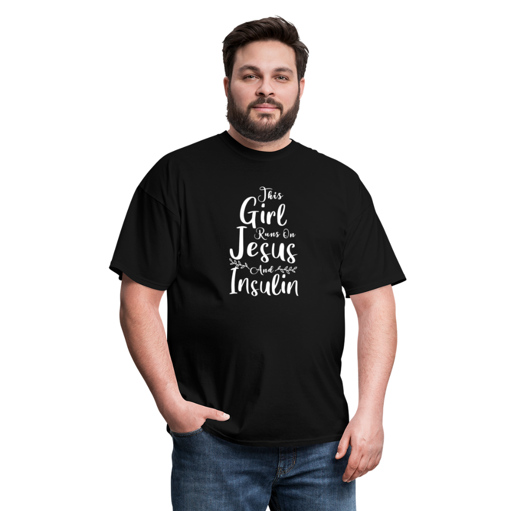 This Girl Runs On Jesus And Insulin Diabetes Awareness Unisex Classic T-Shirt - black