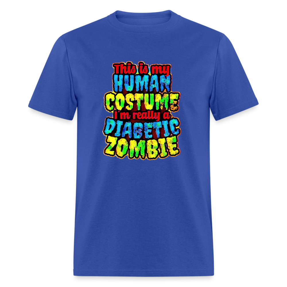 Human Costume Diabetic Zombie T-Shirt Halloween Humor : Unisex Tee Shirt - royal blue