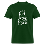This Girl Runs On Jesus And Insulin Diabetes Awareness Unisex Classic T-Shirt - forest green