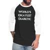 Worlds Okayest Diabetic Humor Premium Softstyle Unisex Raglan Baseball T-Shirt - black/white