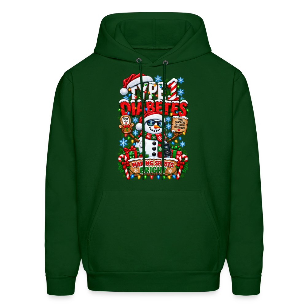 Type 1 Diabetes Ugly Christmas Men's Hoodie - forest green