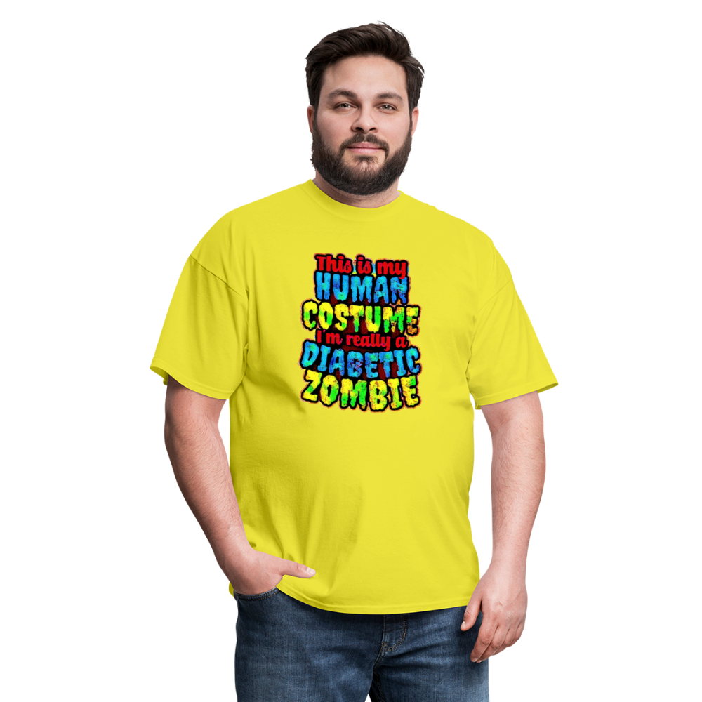 Human Costume Diabetic Zombie T-Shirt Halloween Humor : Unisex Tee Shirt - yellow