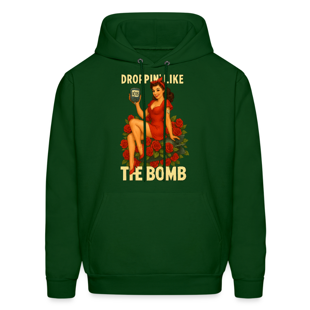 Droppin' Like The Bomb T1D Awarness Pin-up Style Unisex Hoodie - forest green