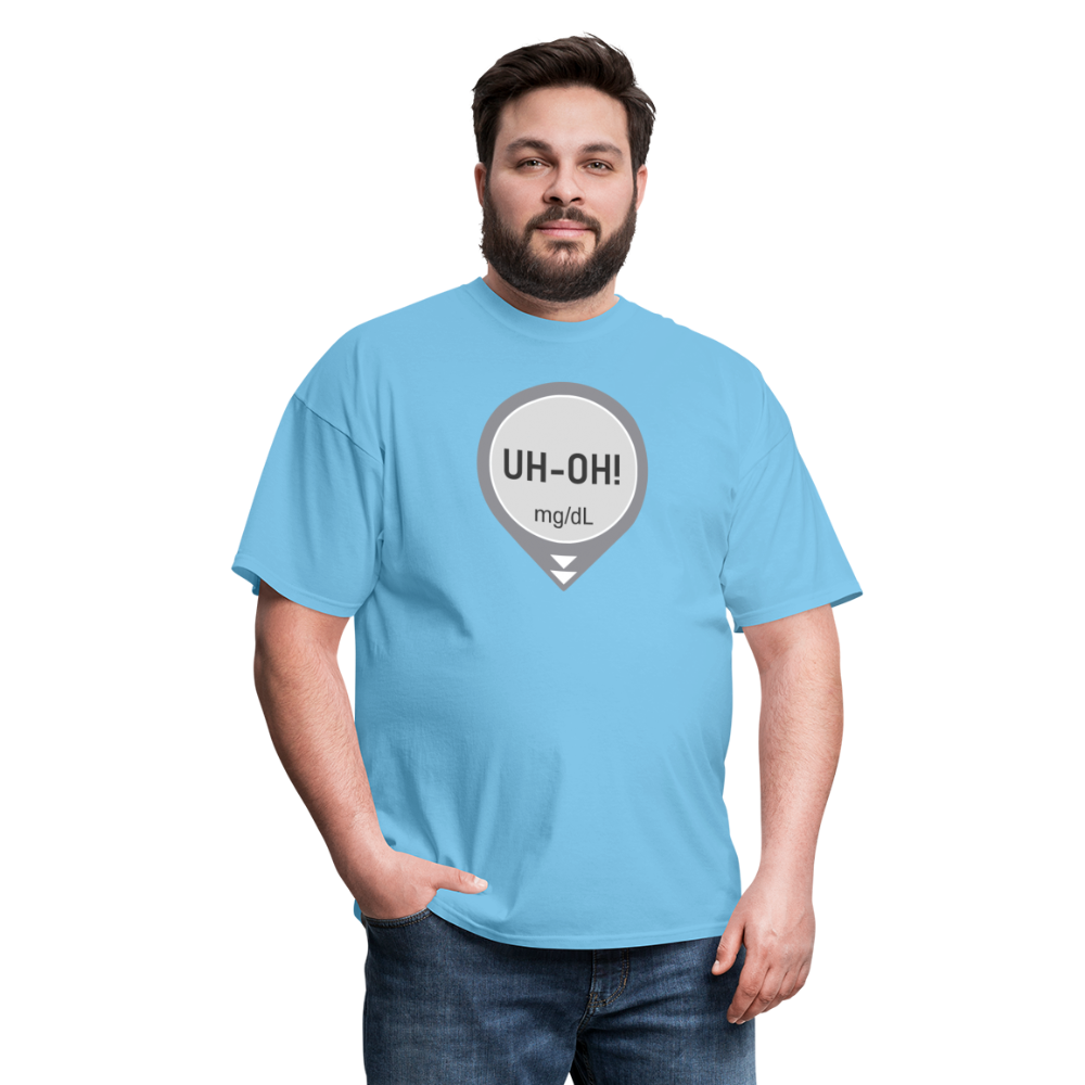 UH-OH! Dexcom Lows Alert Humor Adult Unisex T-Shirt - aquatic blue