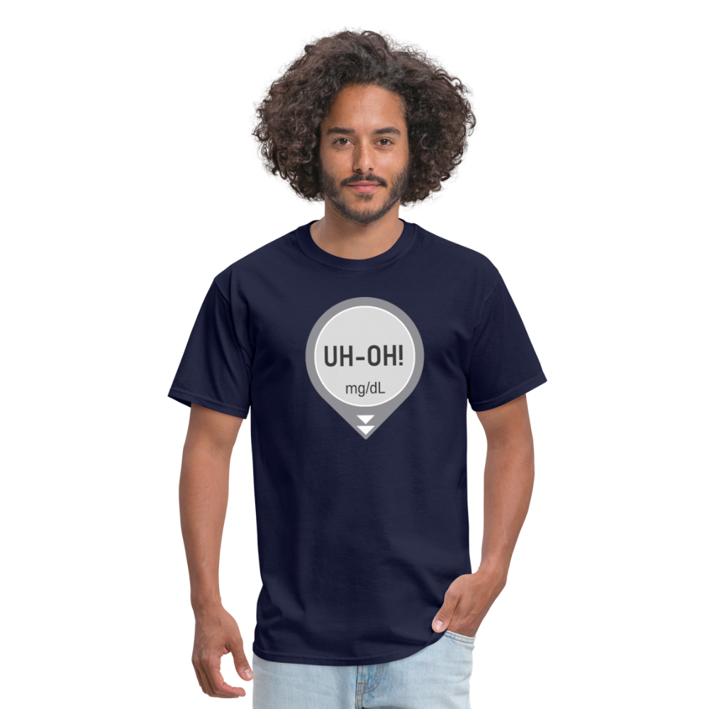 UH-OH! Dexcom Lows Alert Humor Adult Unisex T-Shirt - navy