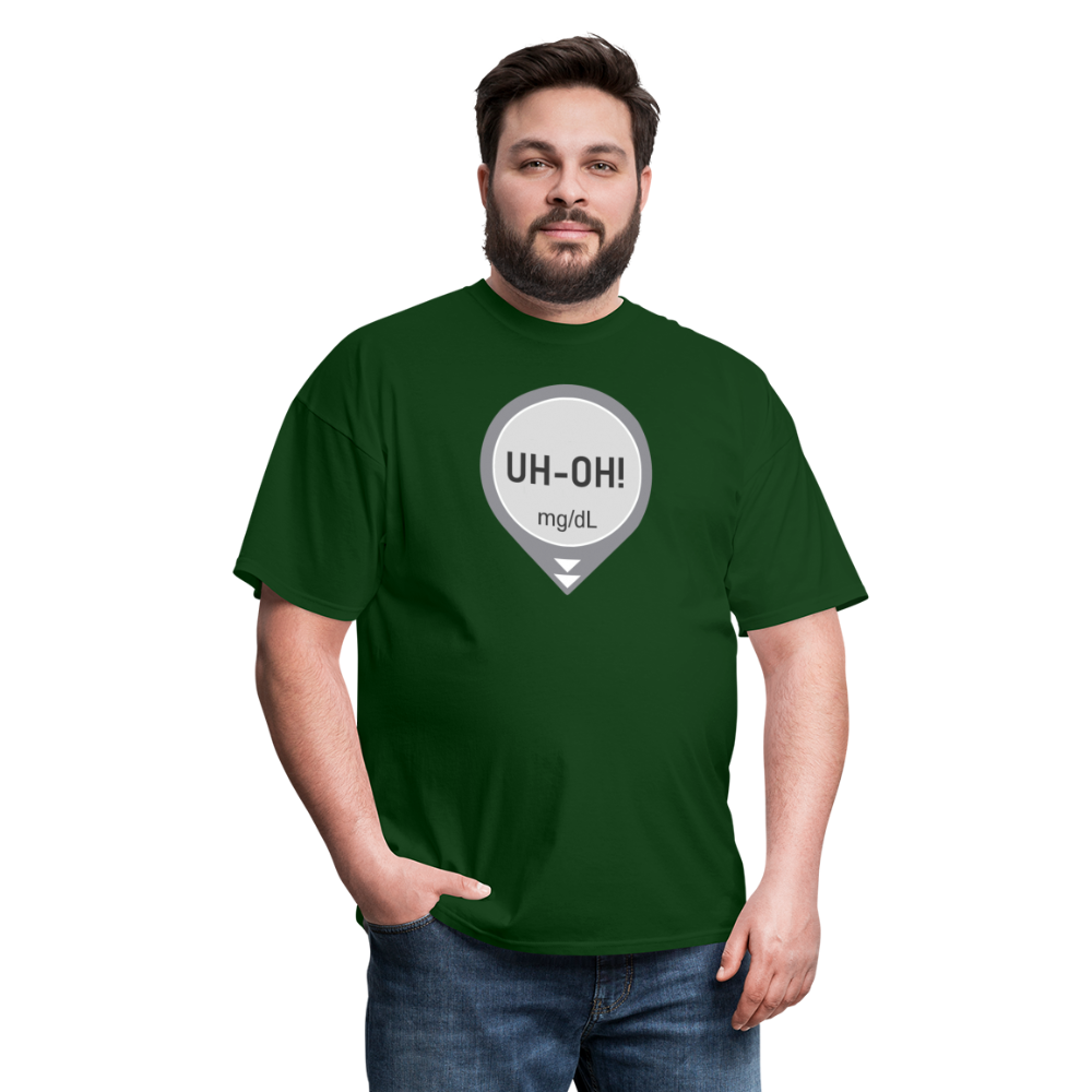 UH-OH! Dexcom Lows Alert Humor Adult Unisex T-Shirt - forest green