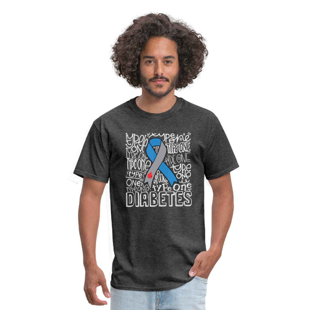 Diabetes Awareness Ribbon Word Art Artwork Unisex Softyle T-Shirt - heather black