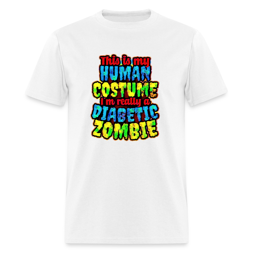 Human Costume Diabetic Zombie T-Shirt Halloween Humor : Unisex Tee Shirt - white