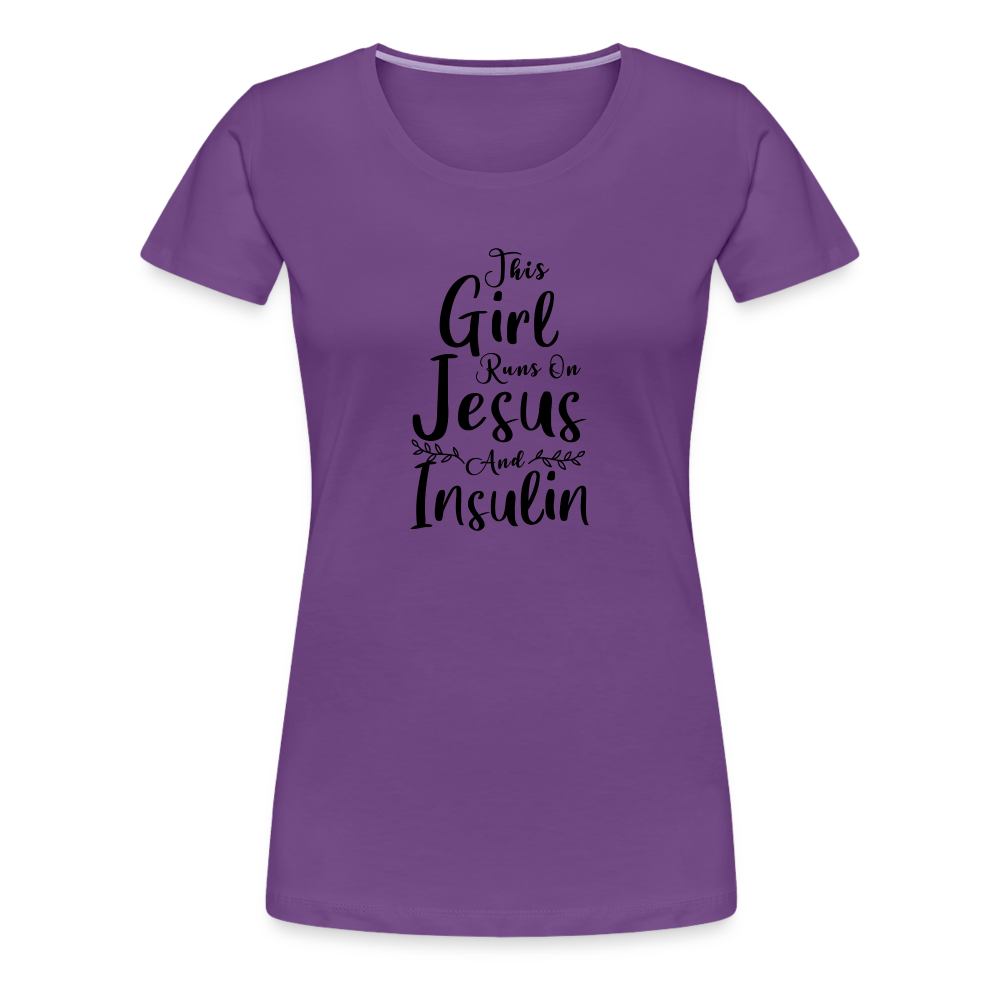 This Girl Runs On Jesus & Insulin Women’s Comfort T-Shirt - purple