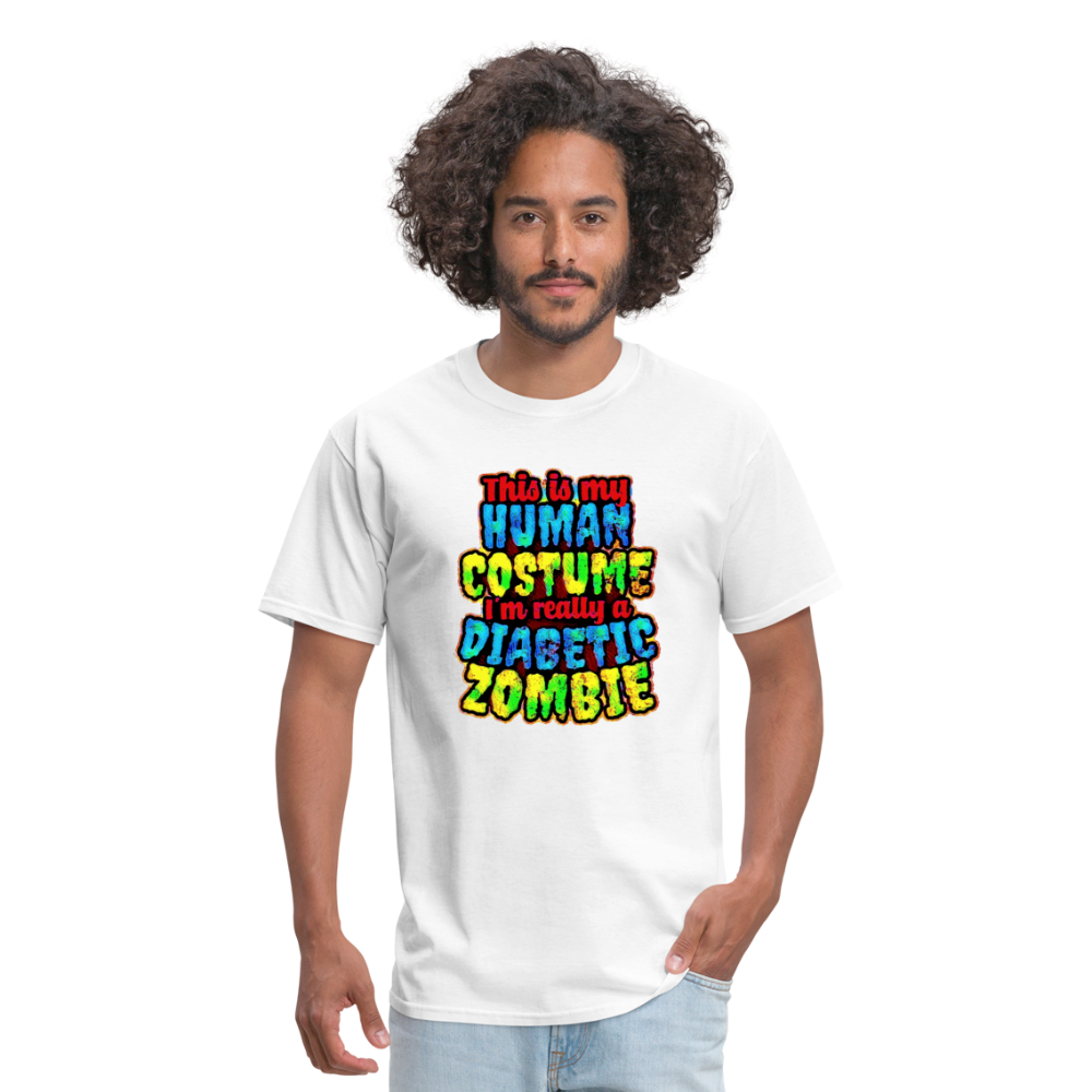 Human Costume Diabetic Zombie T-Shirt Halloween Humor : Unisex Tee Shirt - white