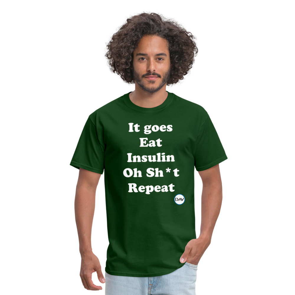 It goes Eat Insulin Oh Sh*t Repeat Parody Unisex Classic T-Shirt - forest green