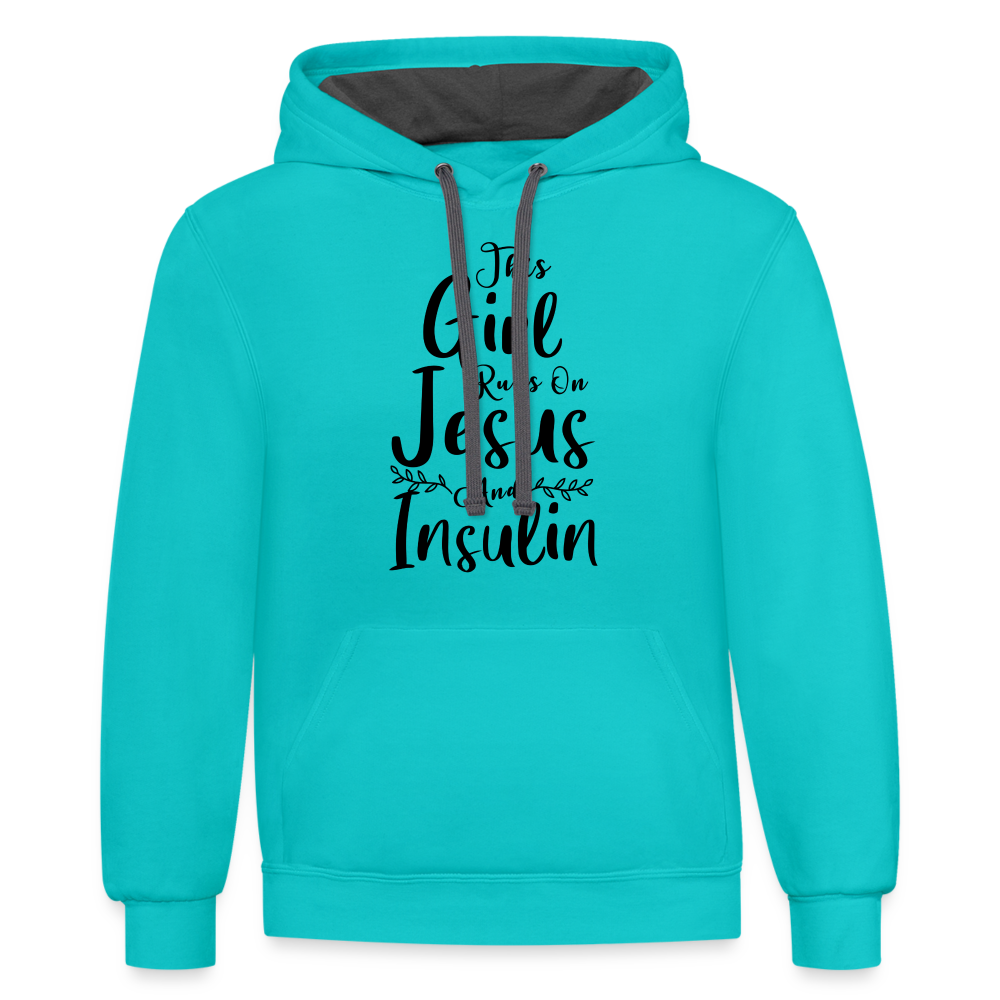 This Girl Runs On Jesus And Insulin Diabetic Warrior Premium Hoodie - scuba blue/asphalt