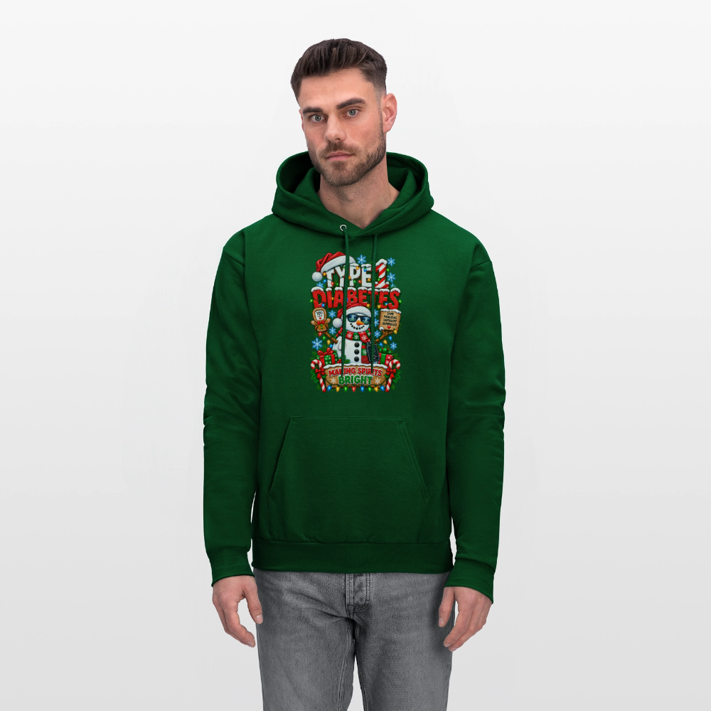 Type 1 Diabetes Ugly Christmas Men's Hoodie - forest green