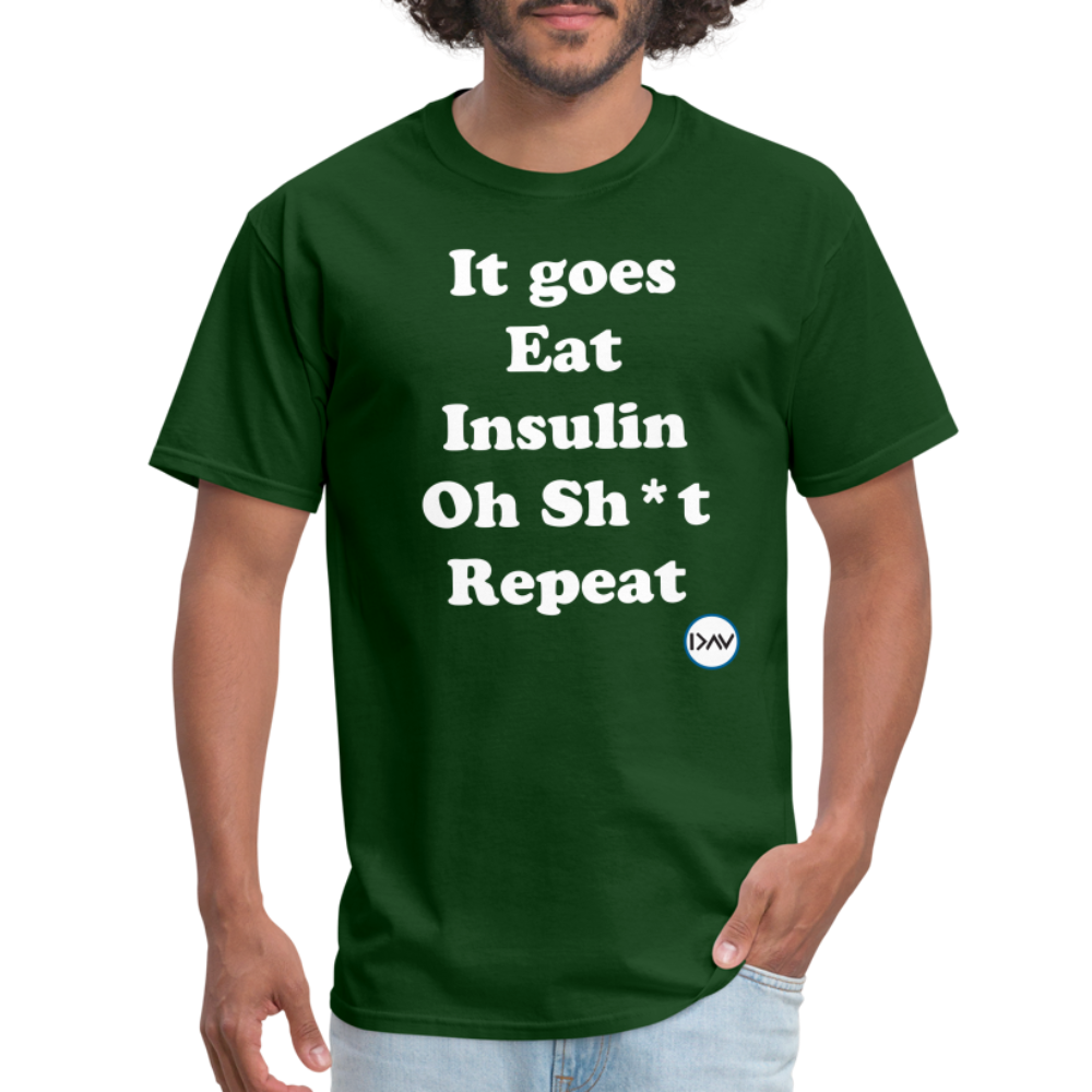It goes Eat Insulin Oh Sh*t Repeat Parody Unisex Classic T-Shirt - forest green