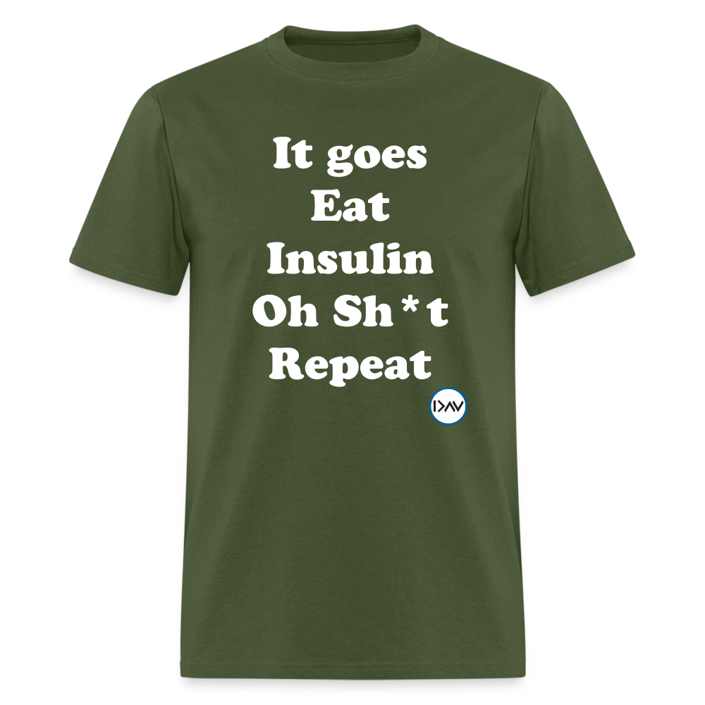 It goes Eat Insulin Oh Sh*t Repeat Parody Unisex Classic T-Shirt - military green