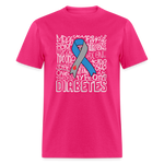 Diabetes Awareness Ribbon Word Art Artwork Unisex Softyle T-Shirt - fuchsia