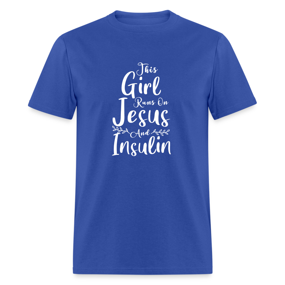 This Girl Runs On Jesus And Insulin Diabetes Awareness Unisex Classic T-Shirt - royal blue