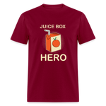 Juice Box Hero Diabetic Humor T1D Funny Unisex Softstyle Adult T-Shirt - burgundy