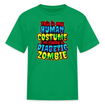 Diabetic zombie Halloween Type 1 diabetes kids T-shirt in kelly green