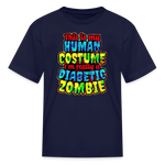 Diabetic zombie Halloween Type 1 diabetes kids T-shirt in navy