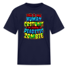 Human Costume & Diabetic Zombie Halloween Funny Kids Youth T-Shirt - navy