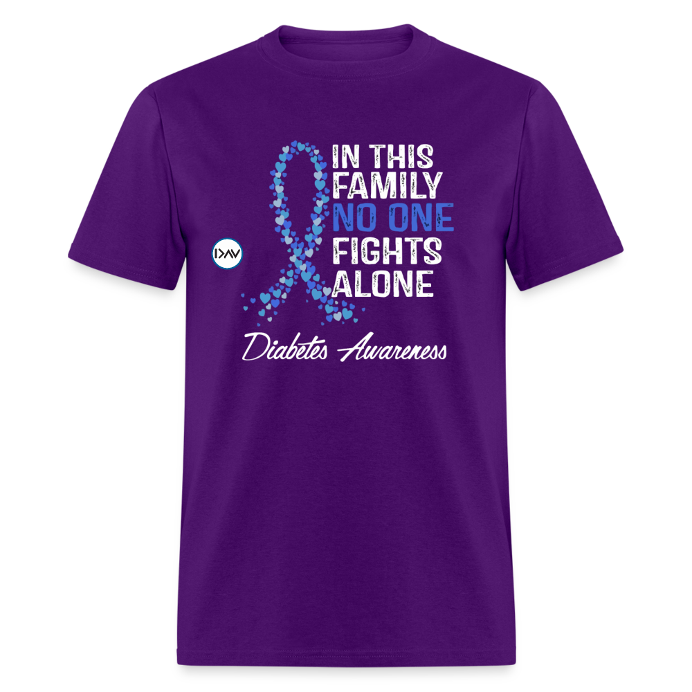 Family No One Fights Alone Diabetes Awareness Adult Unisex T-Shirt - purple