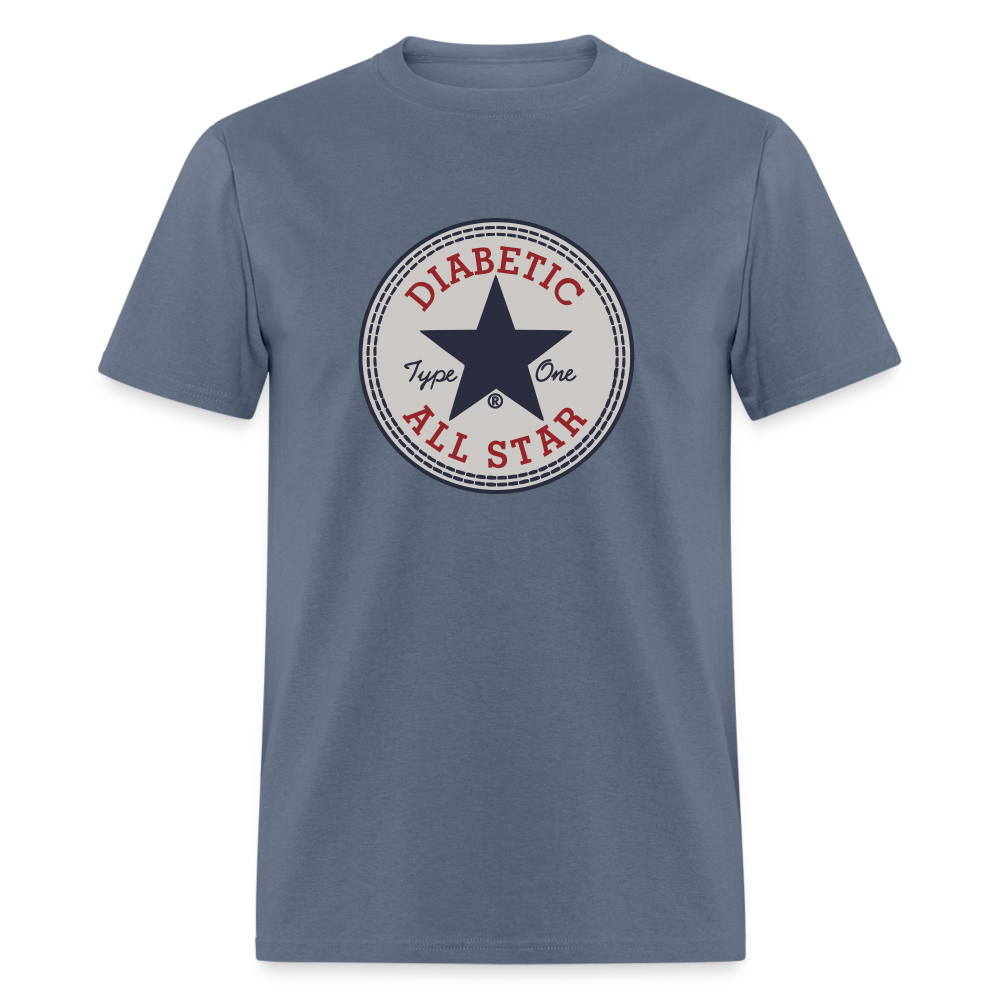 Type 1 All-Star Diabetic Morale Adult Unisex Ringspun Cotton T-Shirt - denim